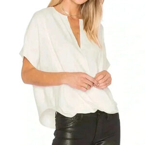 Vince Jacquard Wrap Silk Top in Chalk Size XS